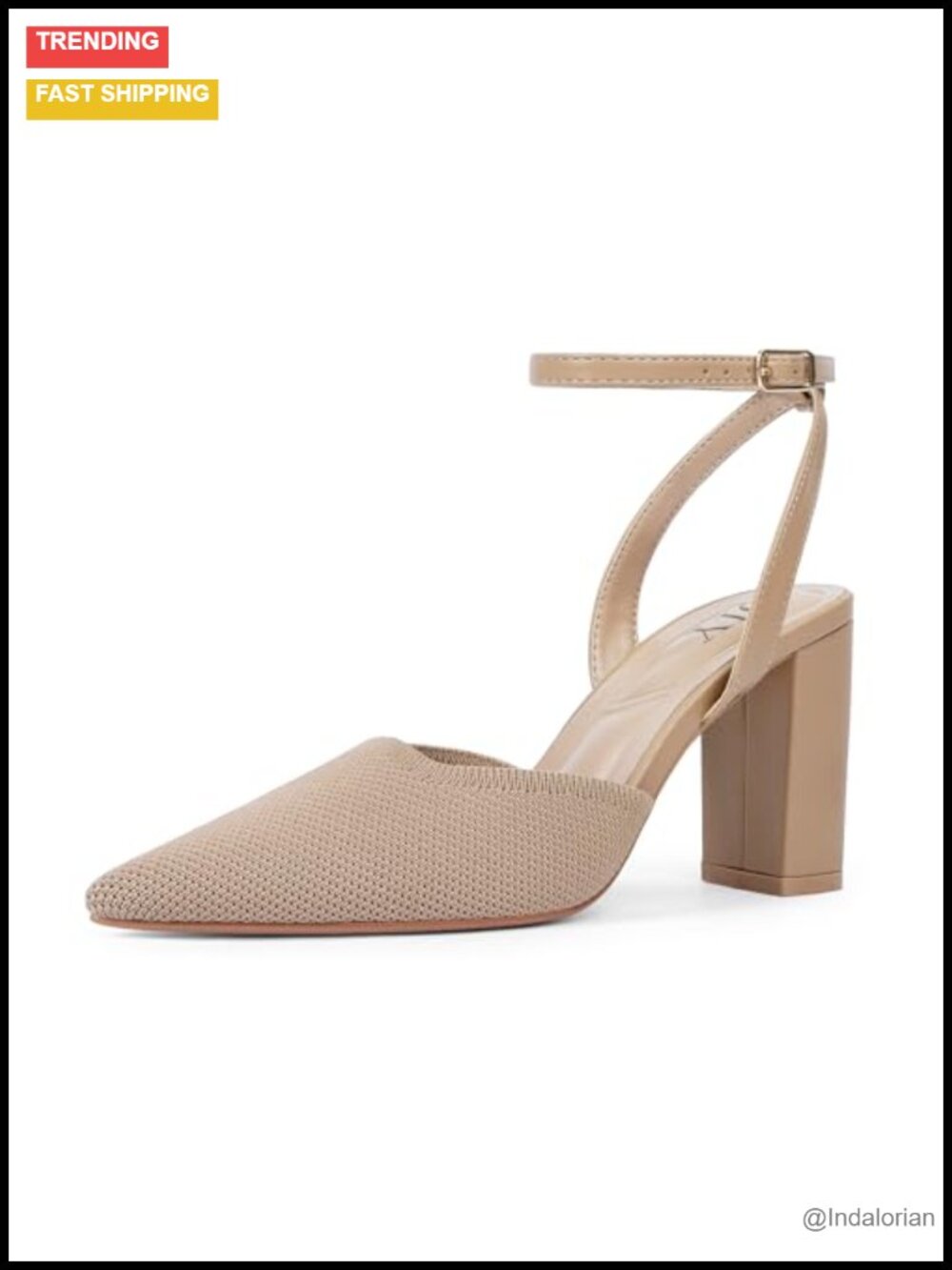 QIY Women's Chunky Slingback Pumps Closed Toe Heels